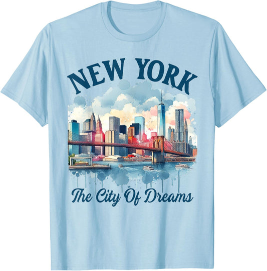 New York Traveling Trip Meet Me In New York City Of Dreams T-Shirt - T-Shirt | Light Blue