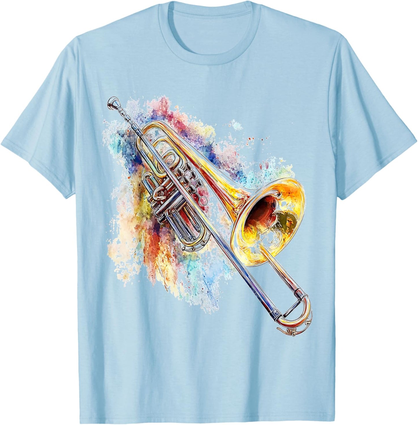 Trombone Music Instrument Motif Artwork Trombone T-Shirt - T-Shirt | Light Blue