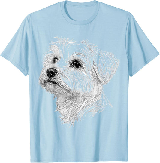 Maltese Dog Graphic Pet Illustration Maltese Women Kids T-Shirt - T-Shirt | Light Blue