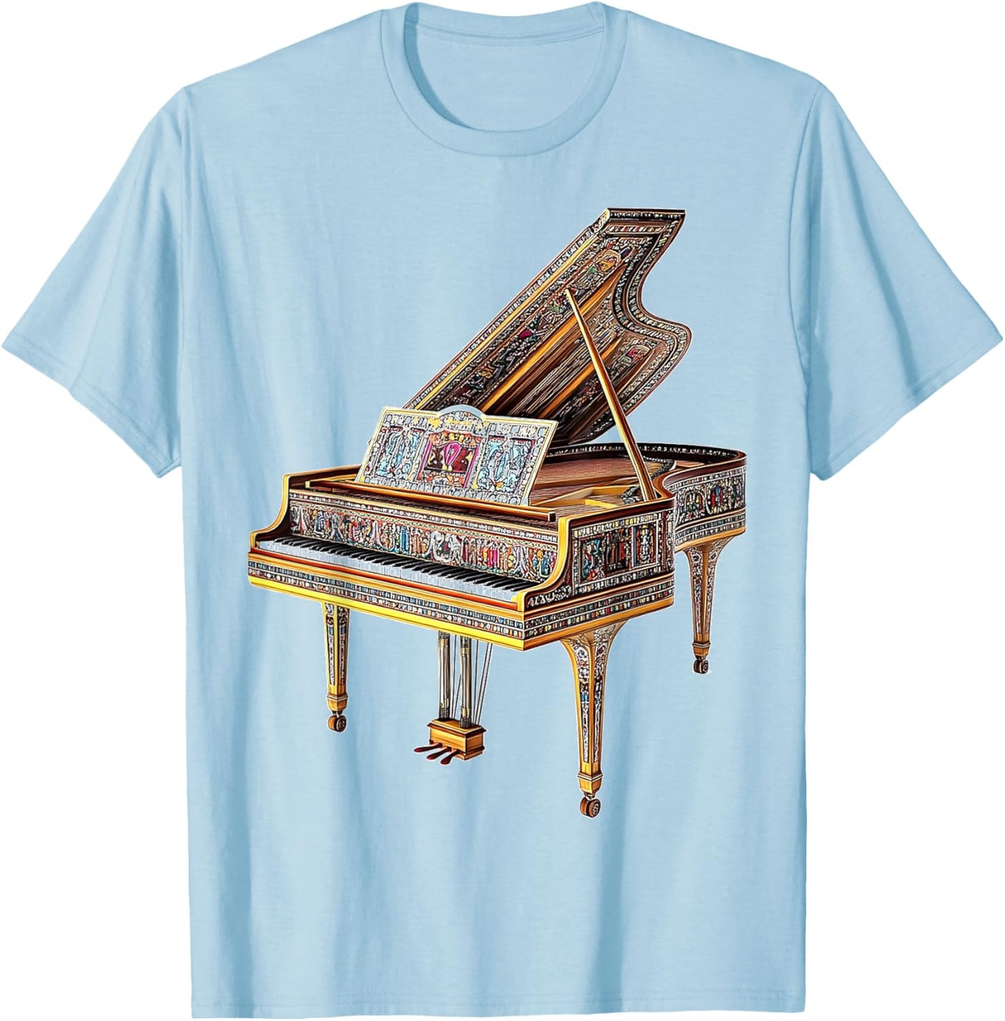 Harpsichord Music Instrument Colorful Art Harpsichord T-Shirt - T-Shirt | Light Blue