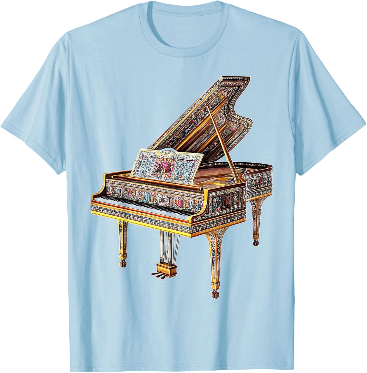 Harpsichord Music Instrument Colorful Art Harpsichord T-Shirt - T-Shirt | Light Blue