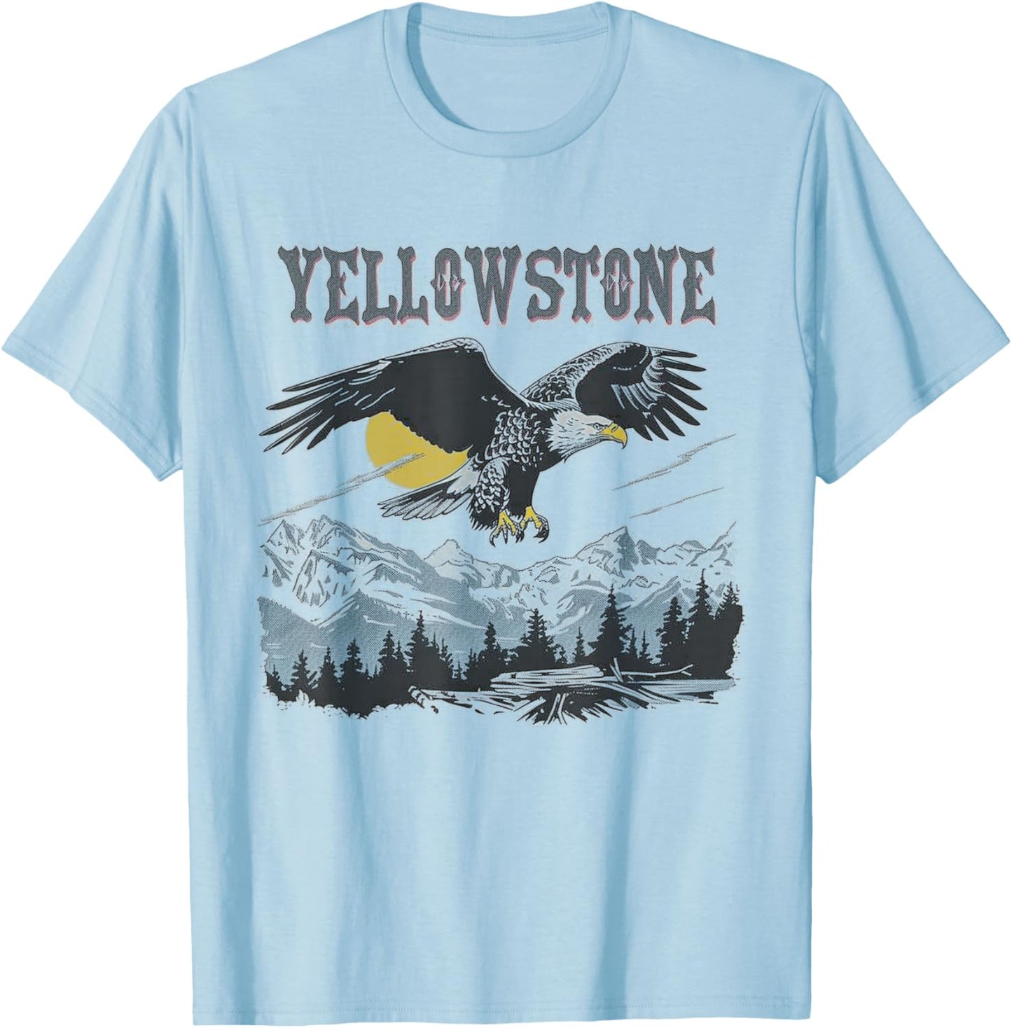 Yellowstone - US National Park Vintage Men Women Kids Retro T-Shirt - T-Shirt | Light Blue