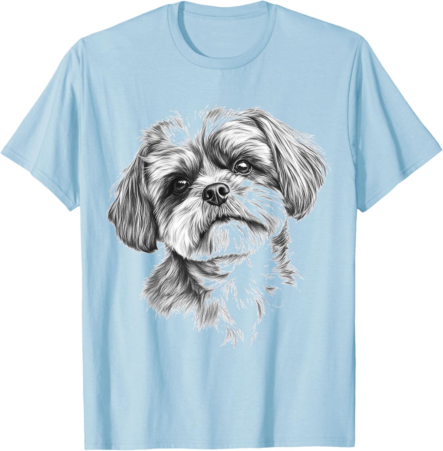 Shih Tzu Dog Motif Pet Illustration Shih Tzu T-Shirt - T-Shirt | Light Blue