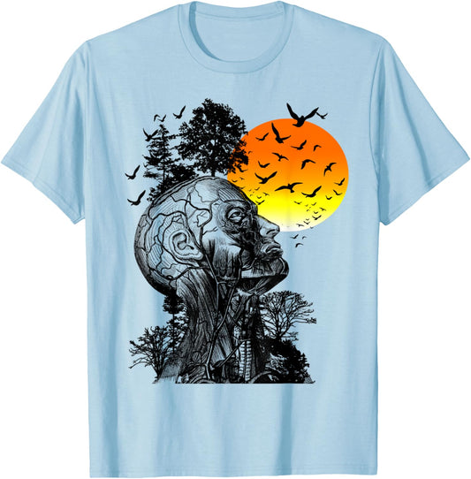 Hangover Human Tree Graphic T-Shirt - T-Shirt | Light Blue
