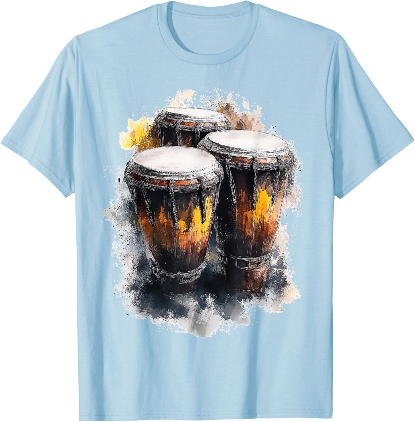 Congas Music Instrument Motif Art Congas T-Shirt - T-Shirt | Light Blue