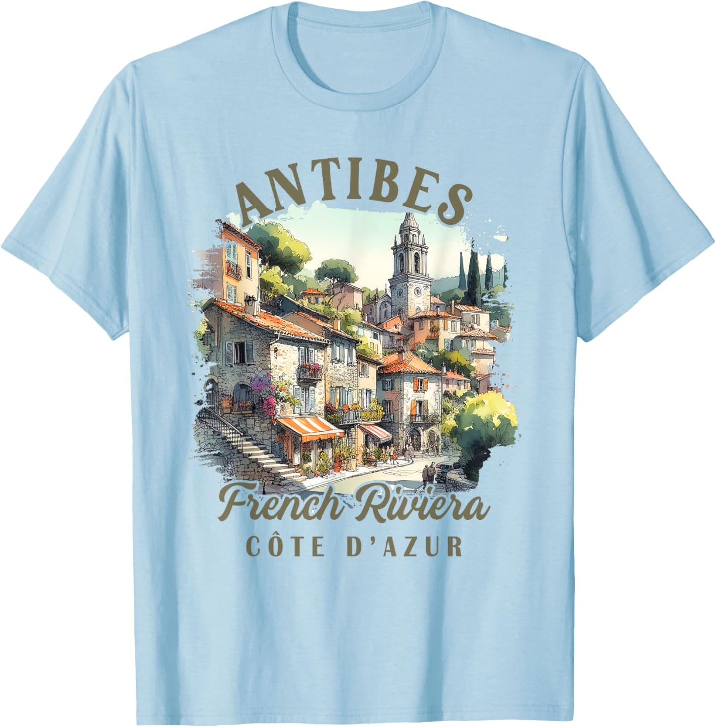 Antibes Traveling French Riviera Cote d'Azur Trip Souvenir T-Shirt - T-Shirt | Light Blue