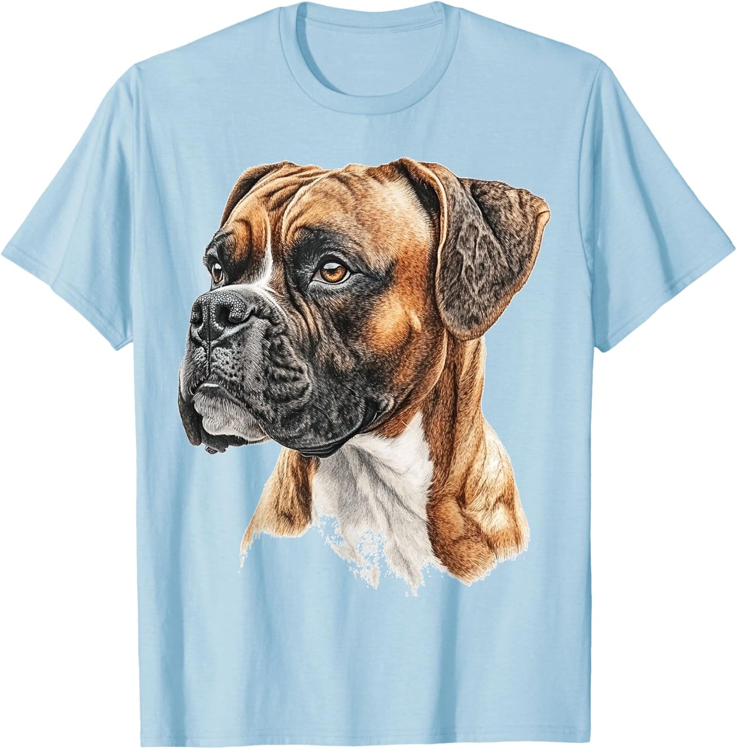 Boxer Dog Motif Pet Artwork Boxer T-Shirt - T-Shirt | Light Blue