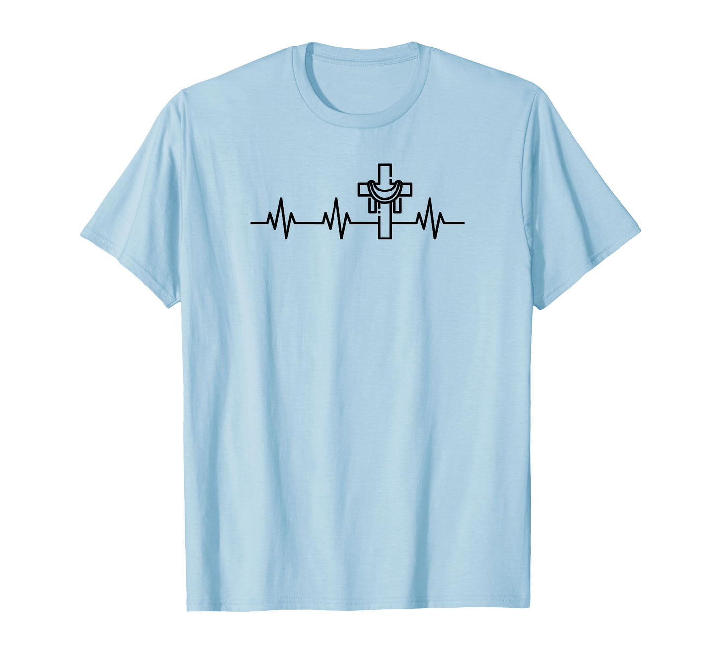 Christian Cross Heartbeat Life Heart EKG Pulse Easter T-Shirt