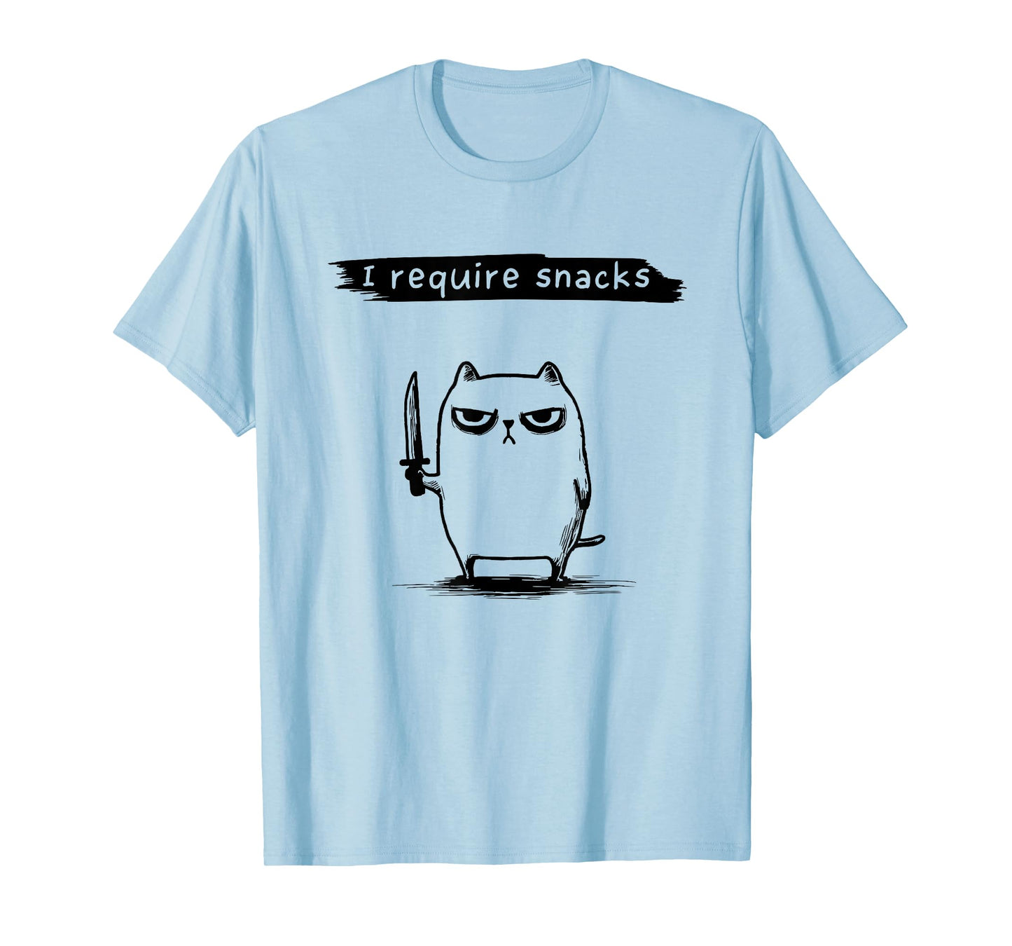 Funny Cat Meme I Require Snacks Design Men Women Kids T-Shirt