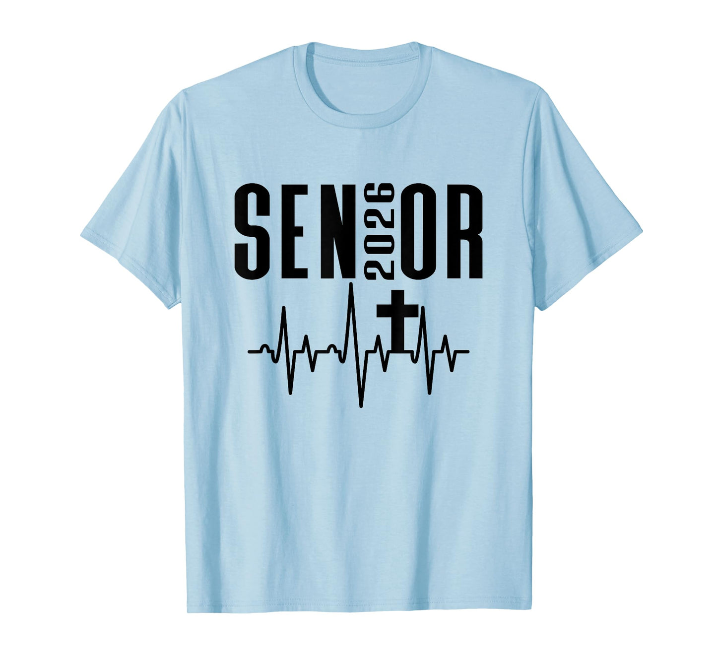 Senior 2026 Cross Heartbeat Christian Design Class of 26 T-Shirt