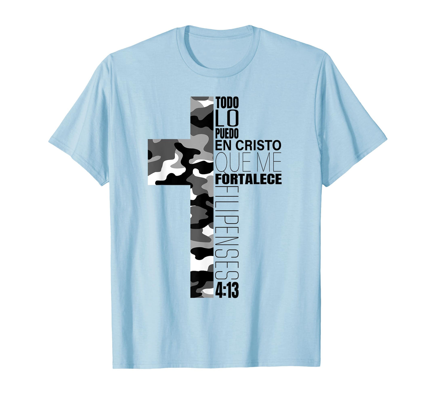 White Camo Todo Lo Puedo En Cristo Que Me Fortalece Spanish T-Shirt