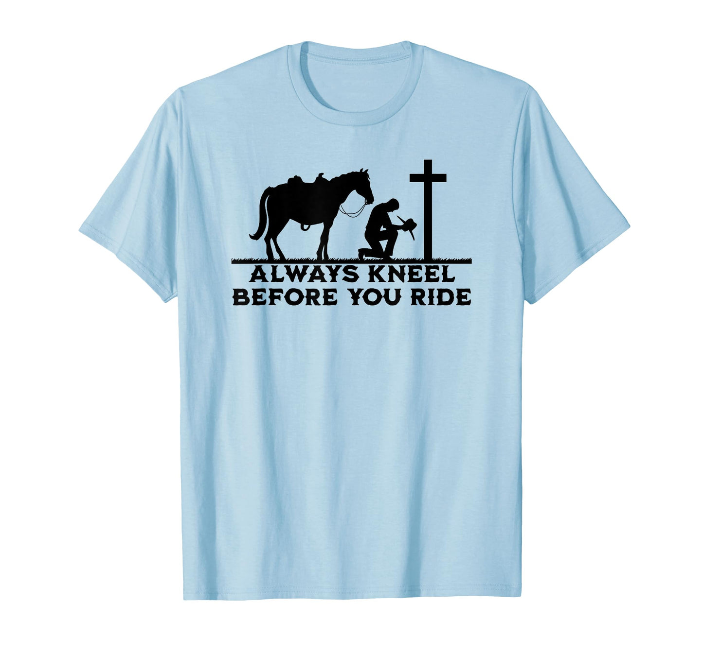 Cowboy Kneeling At Cross Christian Jesus Western Style Men T-Shirt