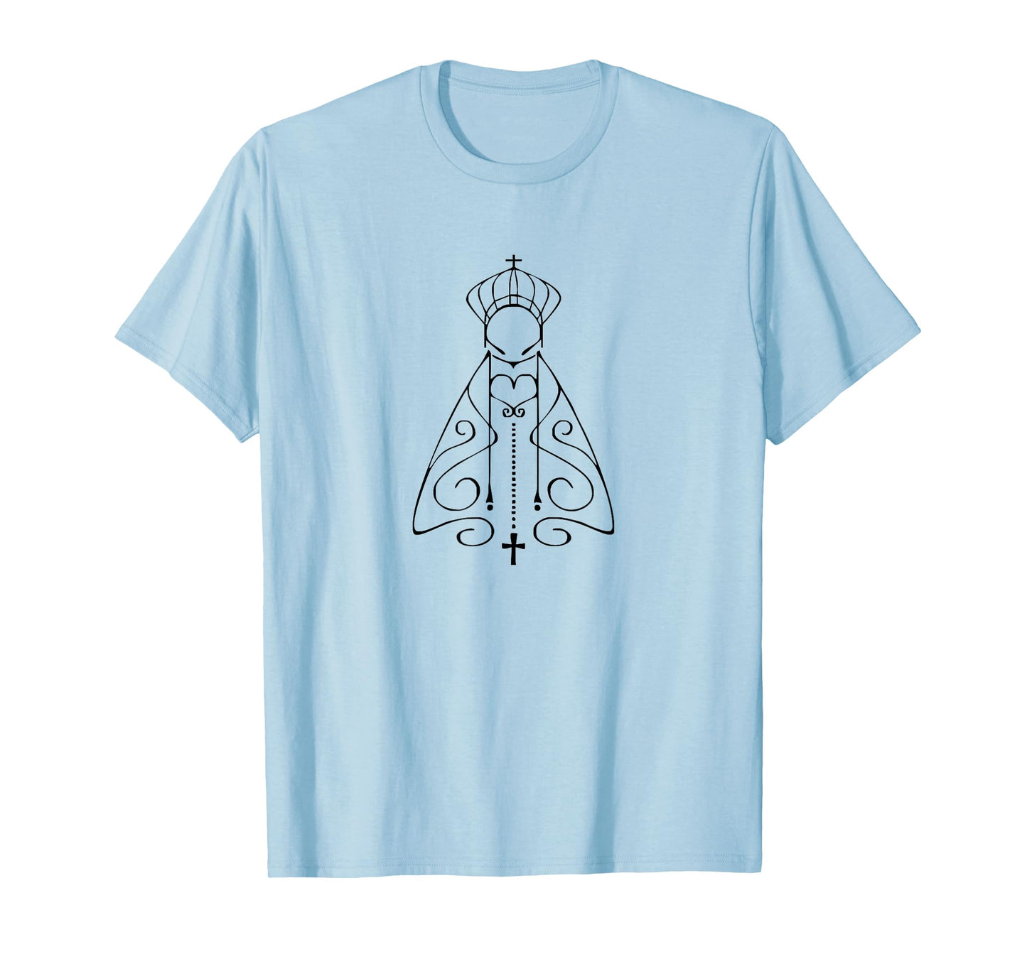 DB Unisex Adult Grey Cotton 65% Polyester 35% Classic Fit Short Sleeve Crew Neck T-Shirt - Nossa Senhora Aparecida (Our Lady of Aparecida) Religious Theme T-Shirt - Small