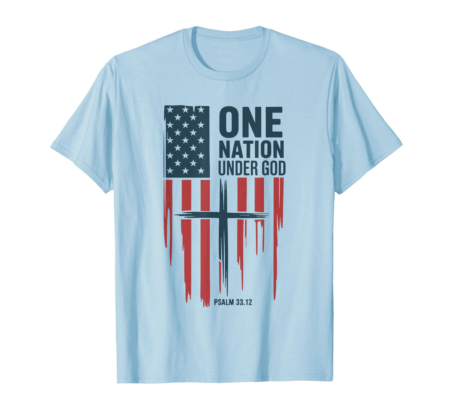Christian Patriotic One Nation Under God Cross USA Faith T-Shirt