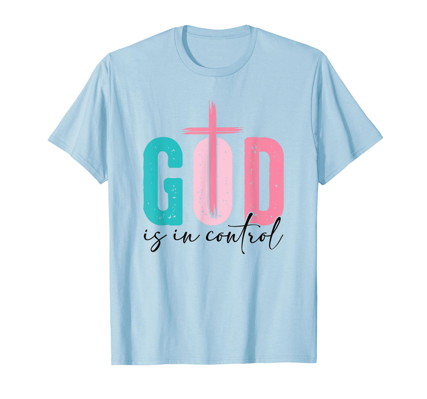 Christian Faith Shirt God is in Control Cross Religious Tee T-Shirt