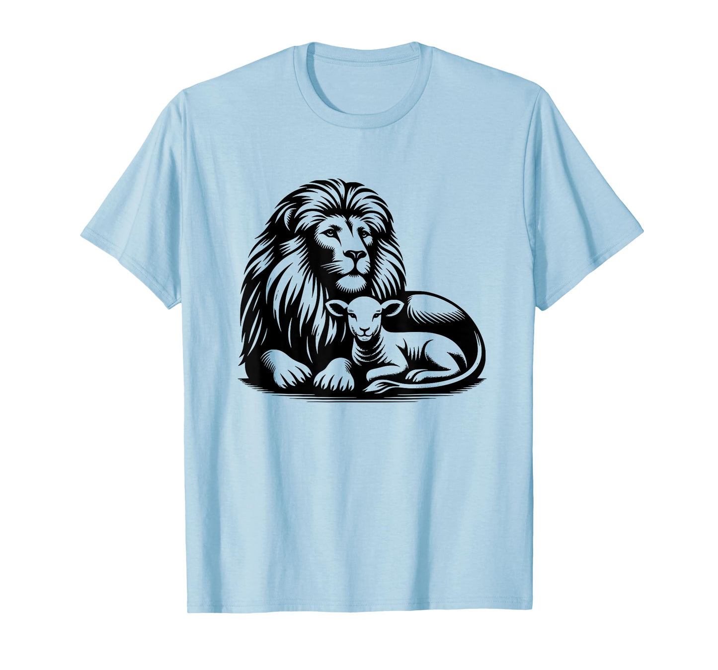 Lion and Lamb Black Design Christian Men Women T-Shirt