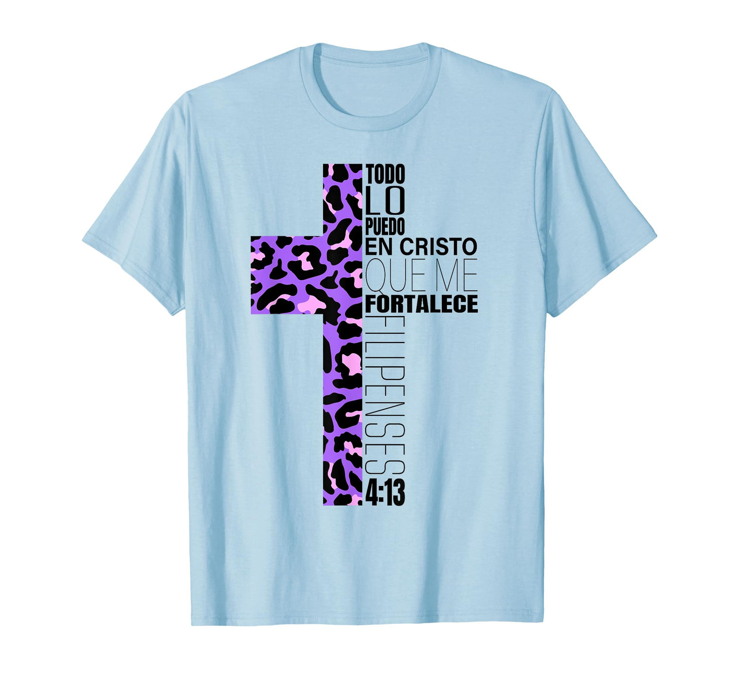Cheetah Print Cross Christian Spanish Gifts Women Español T-Shirt
