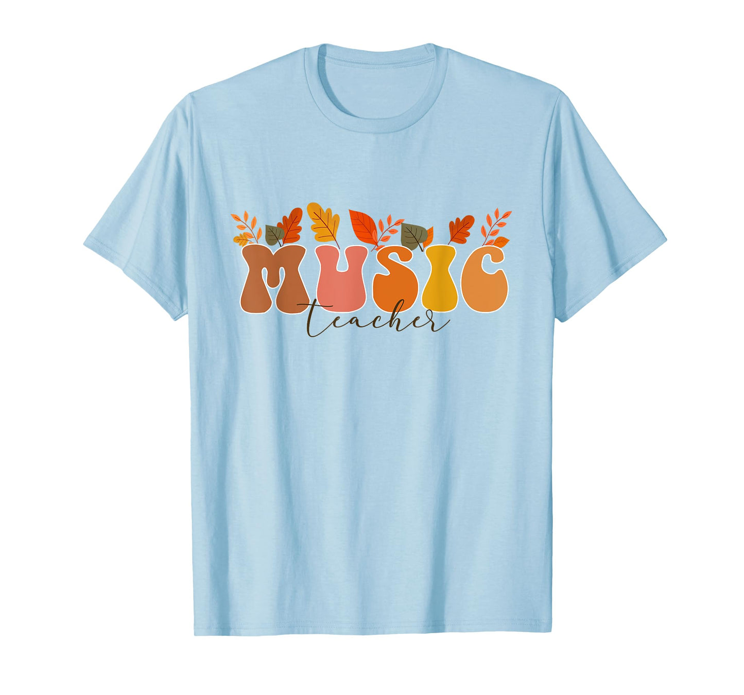Groovy Retro Music Teacher Vintage Fall Leaves Autumn Season T-Shirt for Men Women