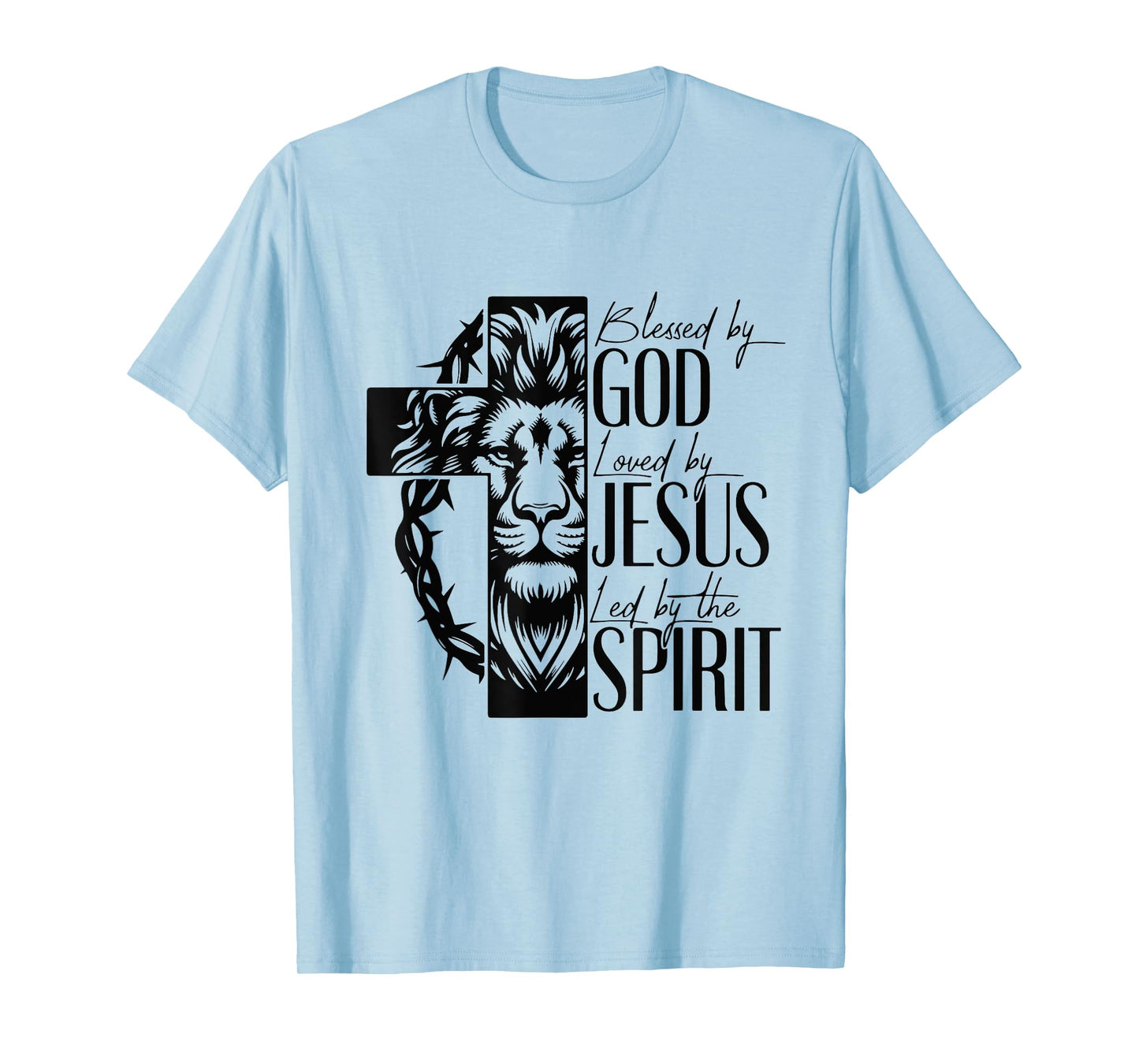 Lion Blessed by god loved by jesus led by the spirit T-Shirt