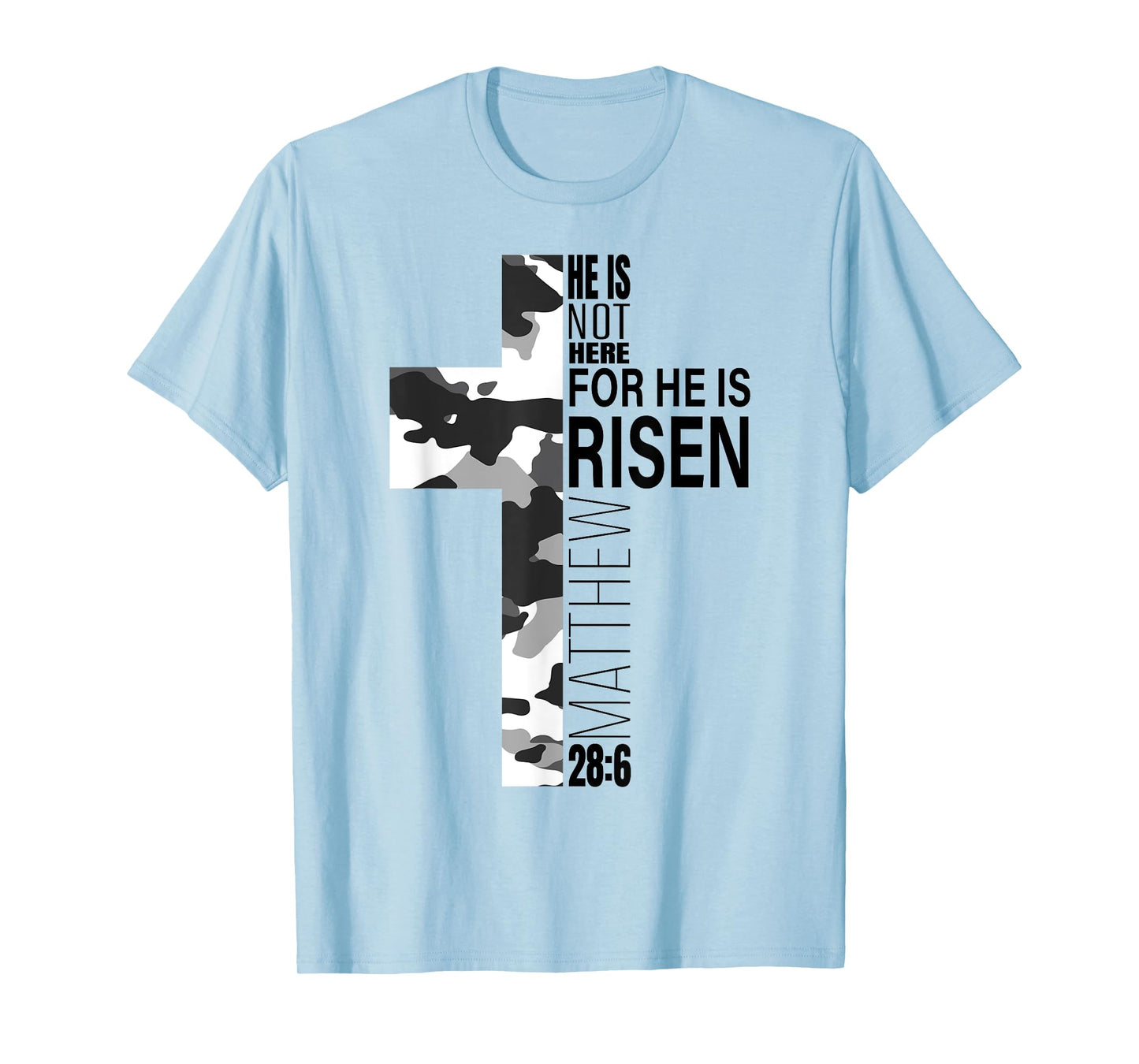 Cool Religious He Is Risen Christian Easter Verse Camo Cross T-Shirt