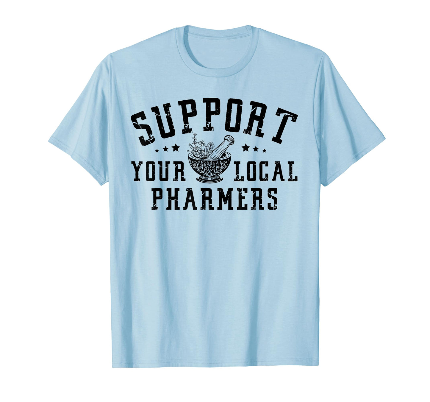 Pharmacology Lovers - Support Your Local Pharmers, Cute Pharmacy Tech Pharmer Unisex-Adults Grey Short Sleeve Classic Fit Crew Neck T-Shirt