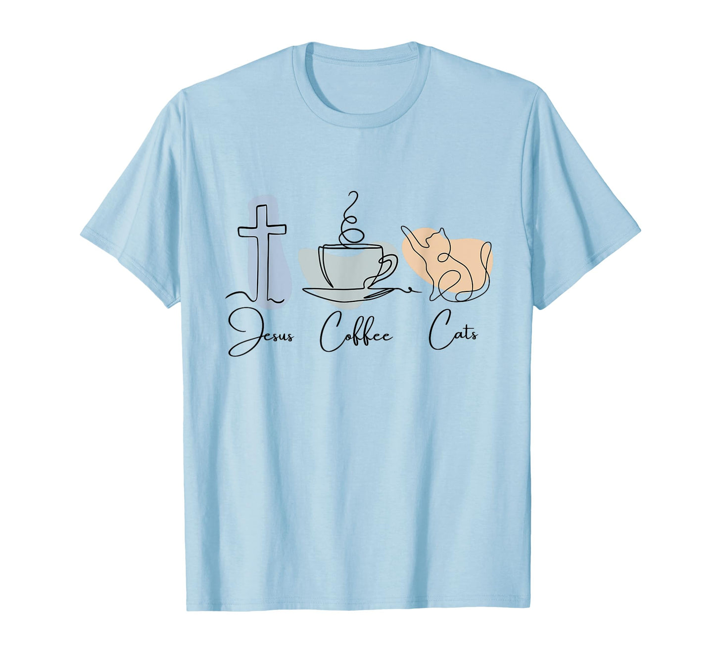 Jesus Coffee Cats Funny Cute Design Jesus Lovers Christian T-Shirt