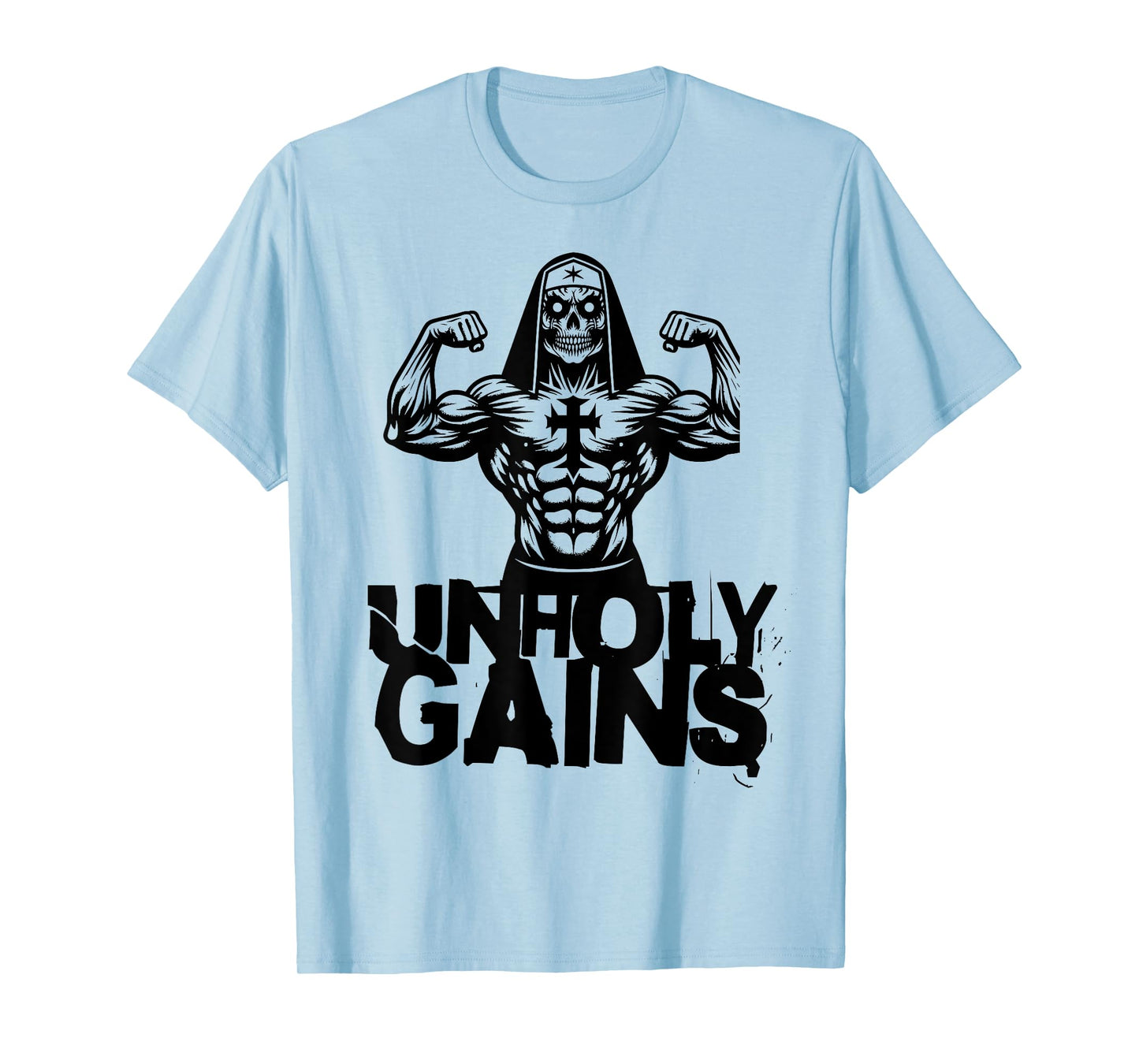 Unholy Gains Satanic Workout Devil Worship Nun T-Shirt