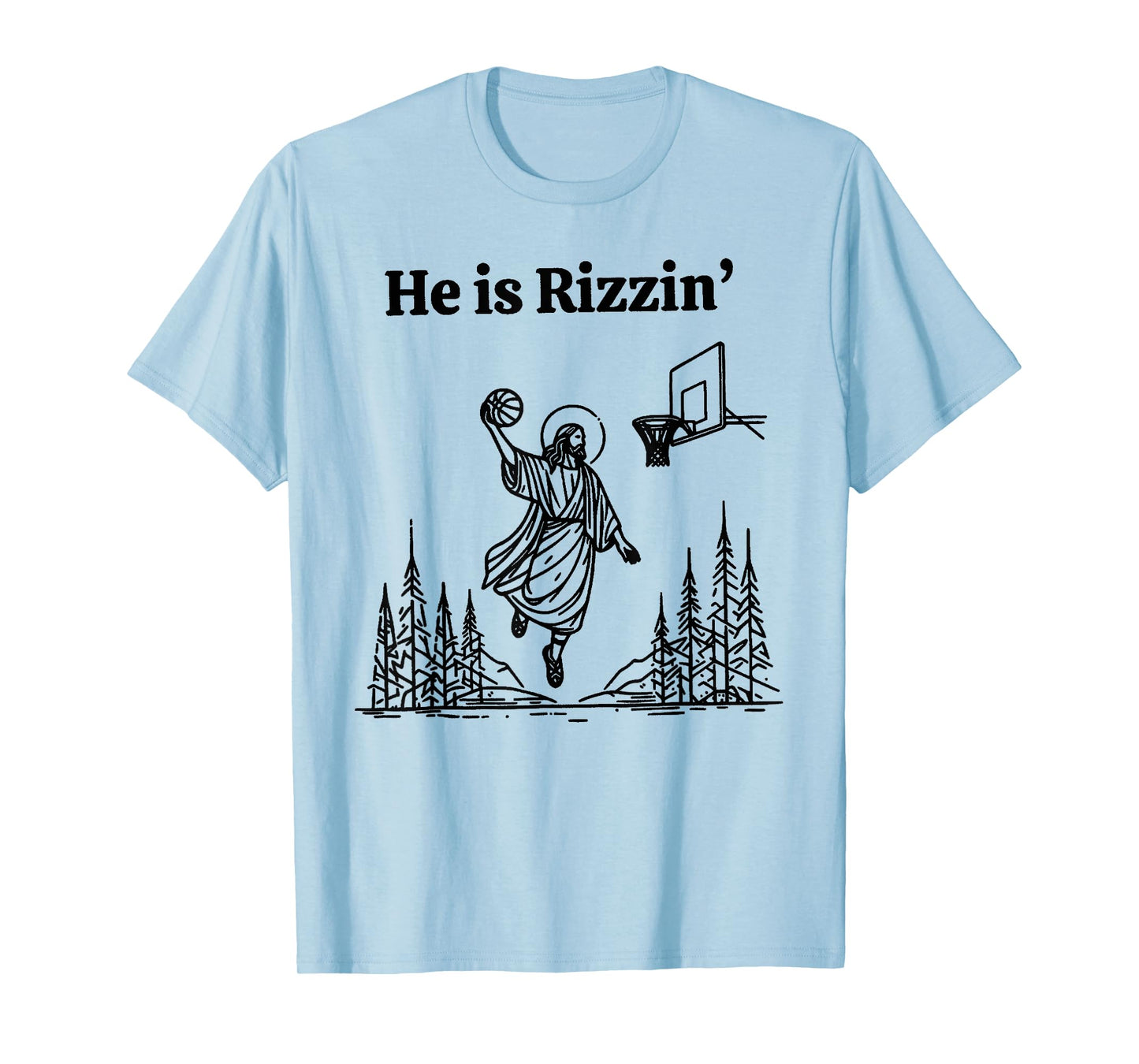 He Is Rizzin Funny Basketball Retro Christian Religious Tee T-Shirt