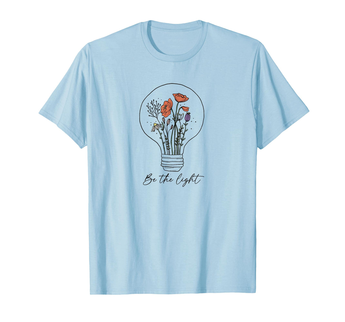 Be The Light Floral Lightbulb Doodle T-Shirt
