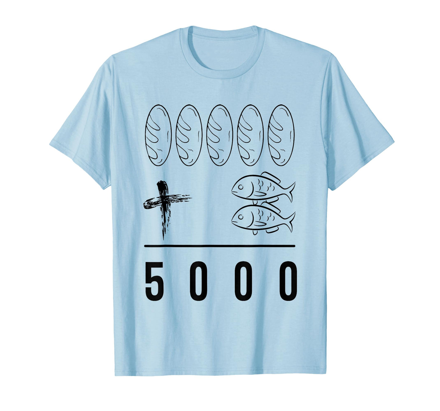 Retro Five Loaves Plus Two Fish Equals 5000 Christian T-Shirt