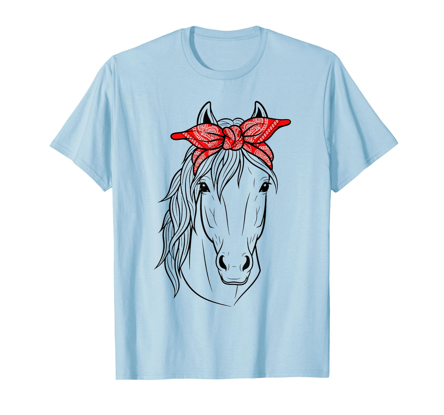 Funny Horse Lovers Tee | Red Bandana Print for Girls & Women T-Shirt