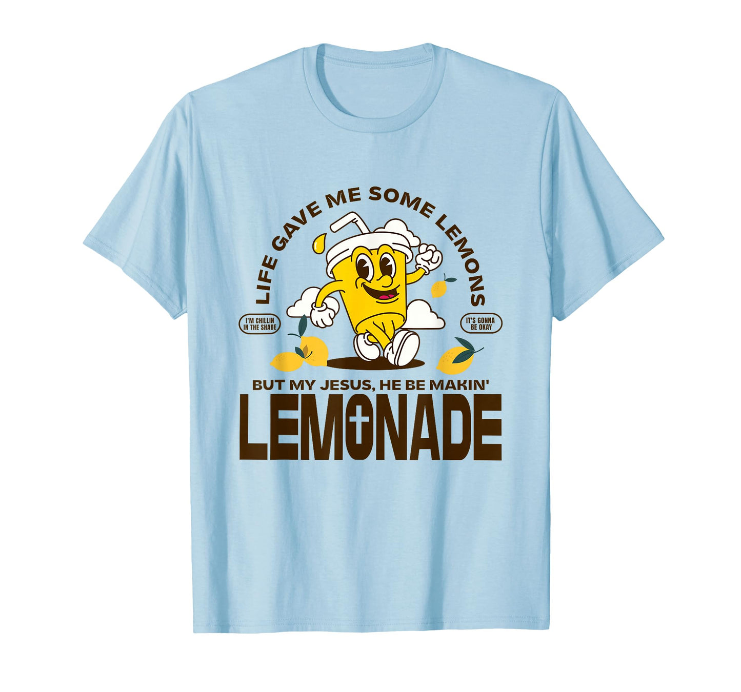 Jesus Making Lemonade Cute Retro Mascot Christian Faith T-Shirt