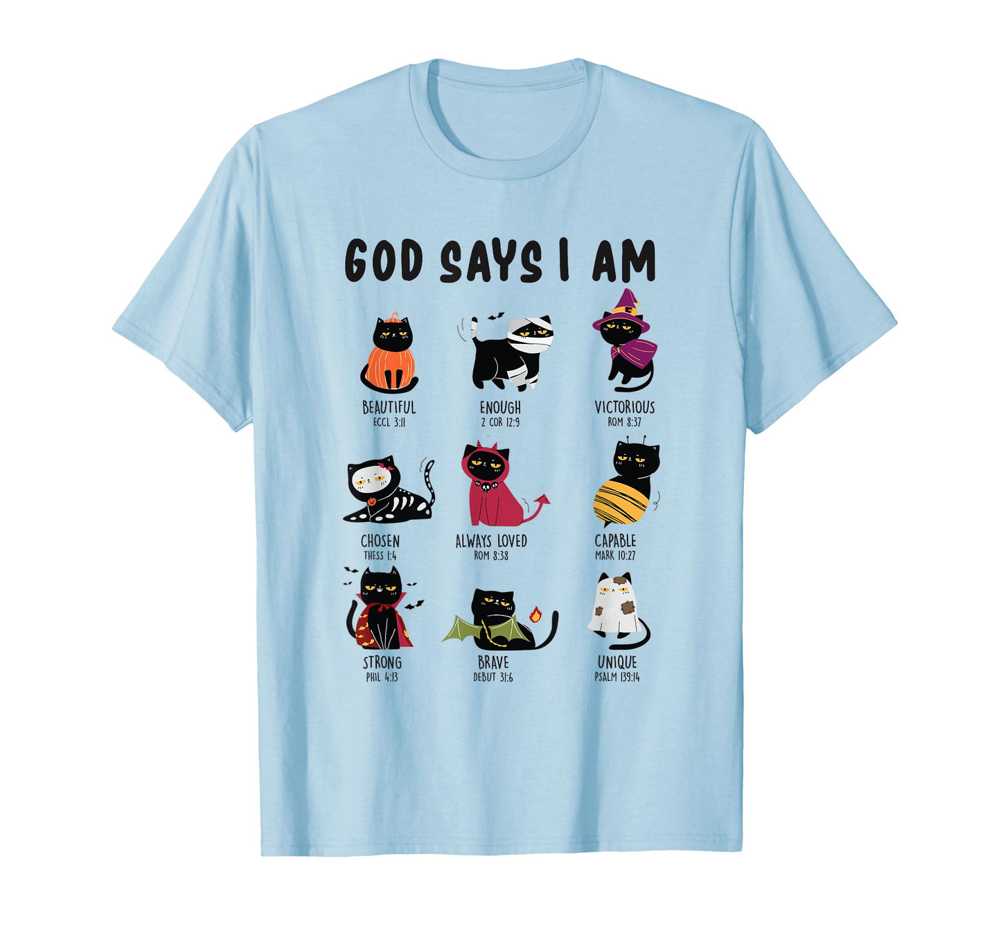 Cute God Says I Am Cat Lover Funny Christian Halloween Kids T-Shirt