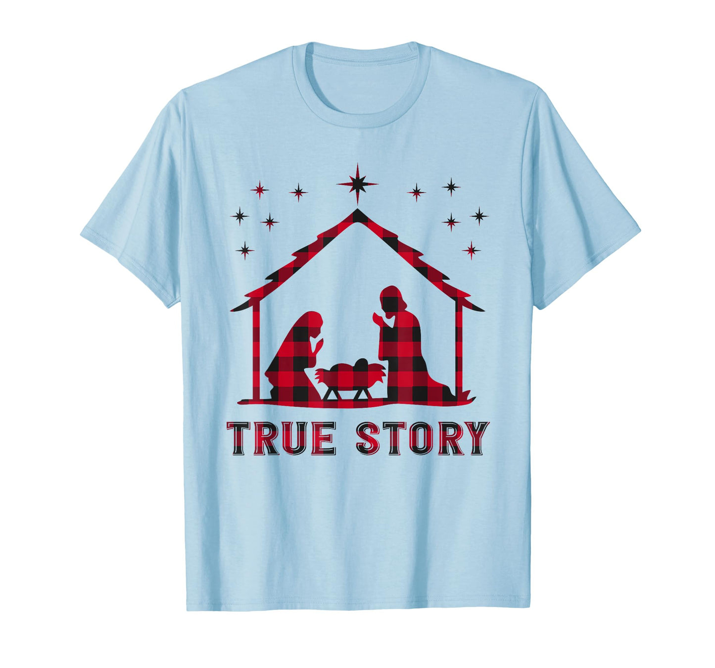 Red Plaid True Story of Jesus Birth Nativity Christmas Gift T-Shirt