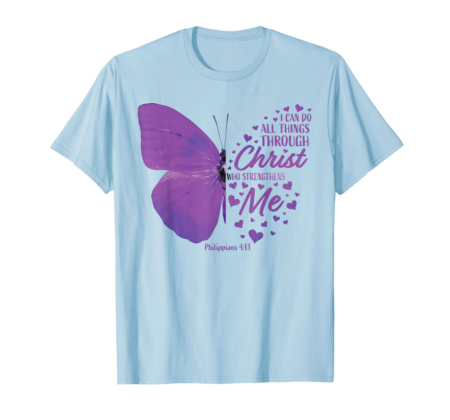 Philippians 4:13 Christian Bible Verse Gifts Women Butterfly T-Shirt