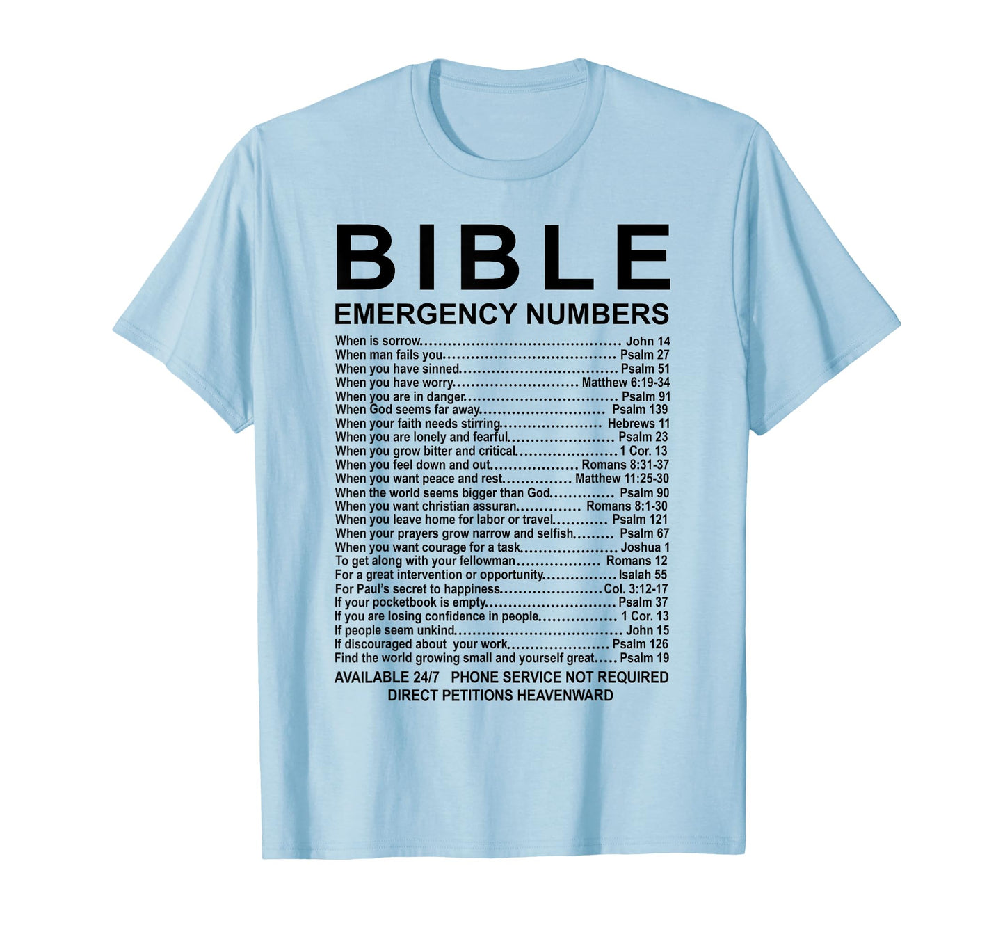 Bible Emergency Numbers T-Shirt
