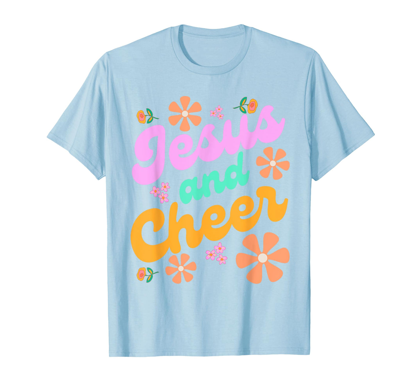 Jesus and Cheer Cheerleading Coach Funny Groovy y2k Chrstian T-Shirt