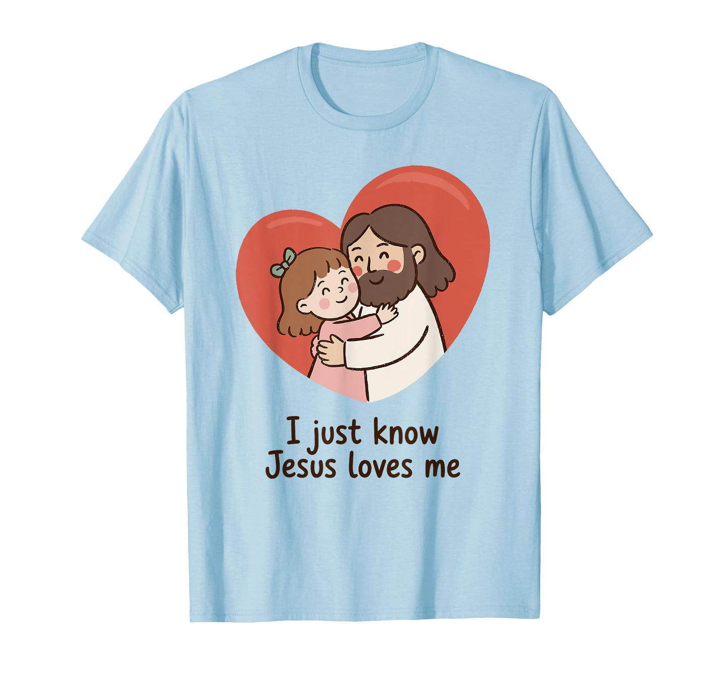 Jesus Hug with Child Heart Cute Christian Message T-Shirt
