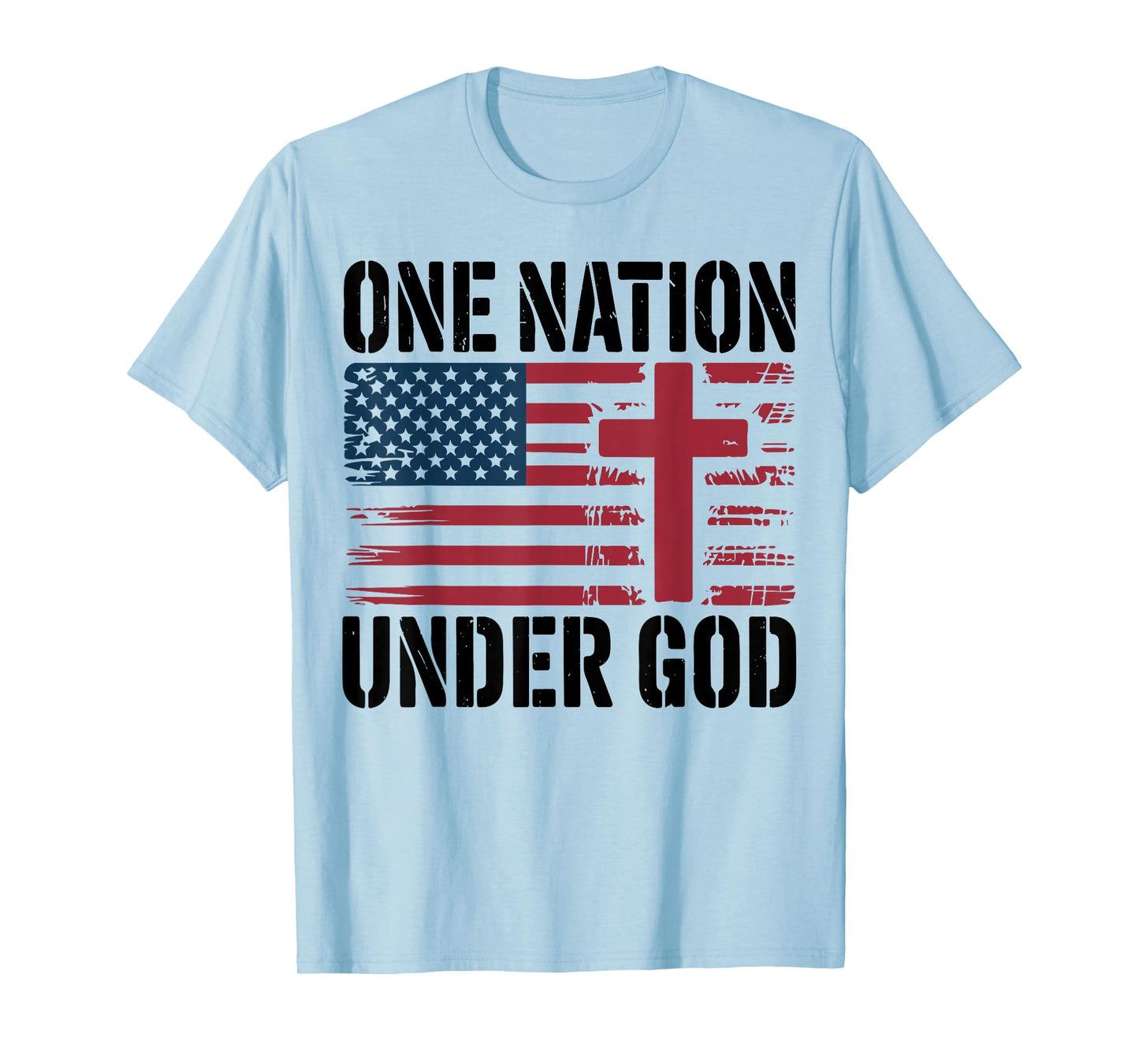 One Nation Under God American Flag Christian Patriotic Cross T-Shirt