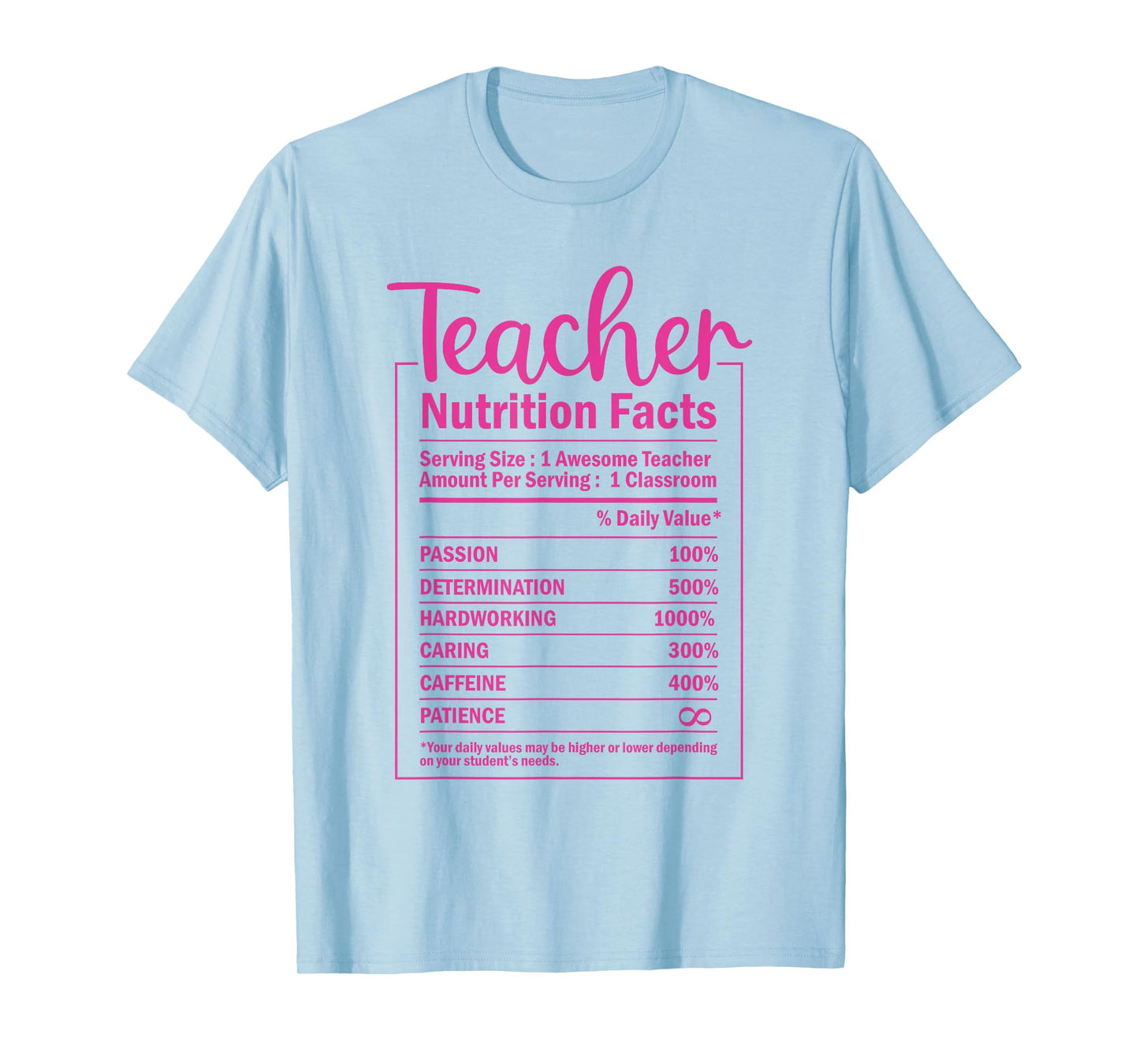 Funny Teacher Nutrition Facts Food Package Labels Teacher T-Shirt