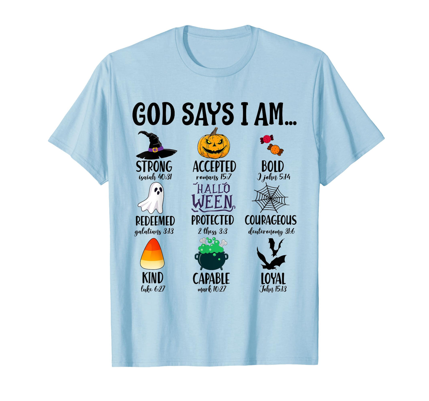 God Says I Am Bible Verse Halloween Jesus Christian Pumpkin T-Shirt