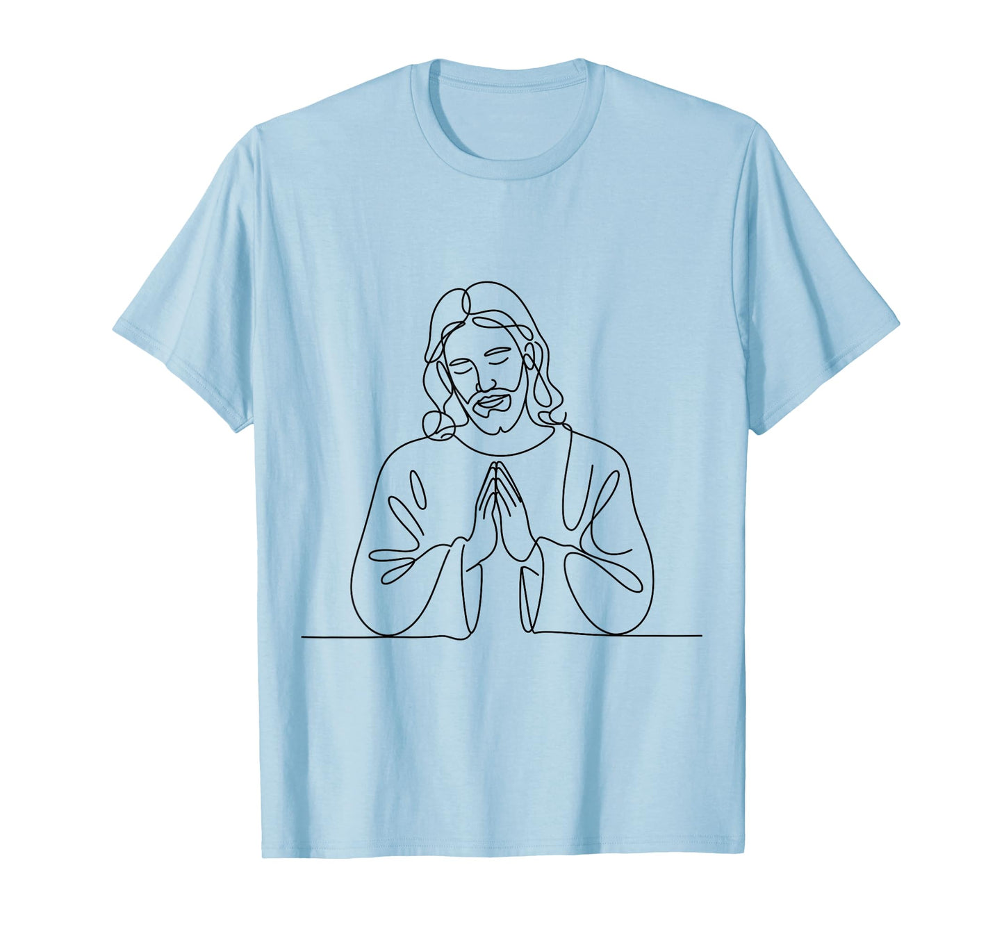 Inspirational Jesus Praying Line Art Christian Religious T-Shirt