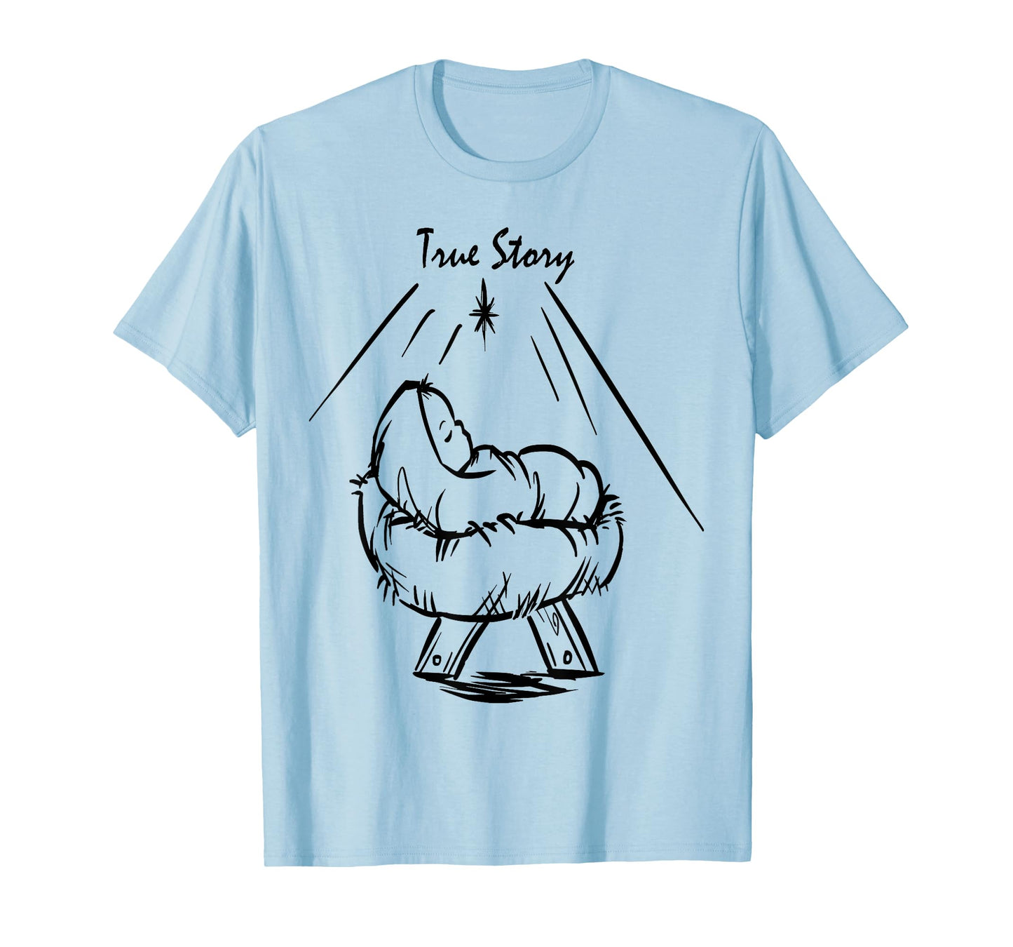 True Story of Christmas Nativity Baby Jesus in Manger T-Shirt