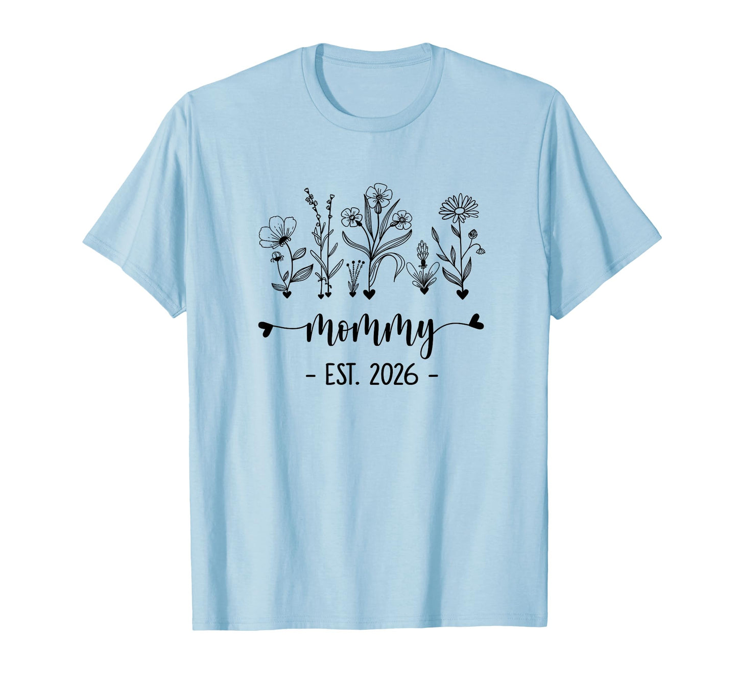 Promoted To Mommy Est 2026 Pregnancy Announcement Flower T-Shirt