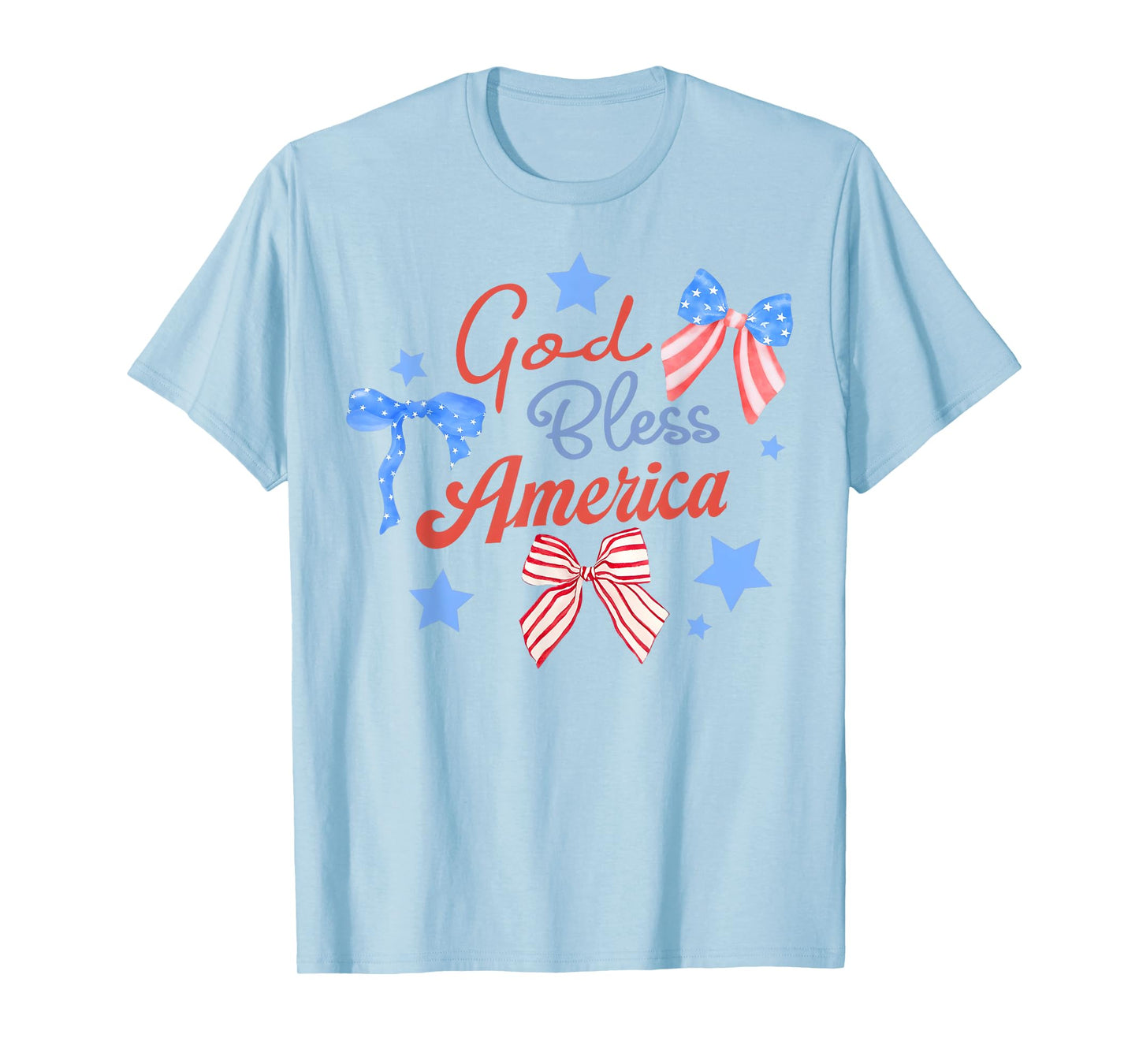 God Bless America Coquette Bow 4th July Christian Patriotic T-Shirt