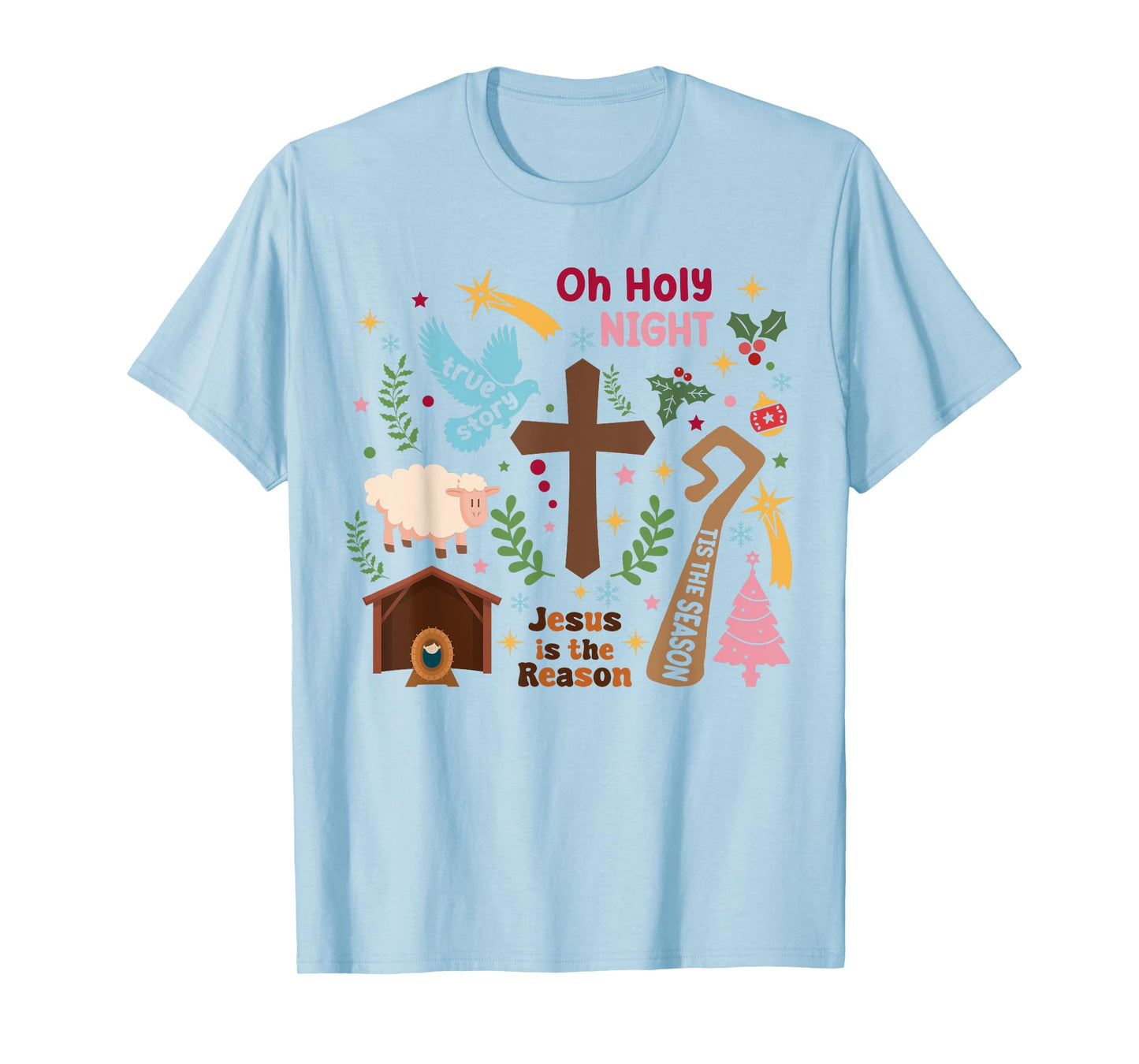 Oh Holy night Jesus is the Reason Christian Christmas Retro T-Shirt