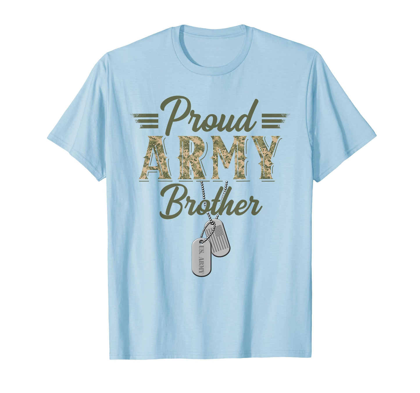 Proud Army Brother Military Brother with Dog Tag US Flag T-Shirt