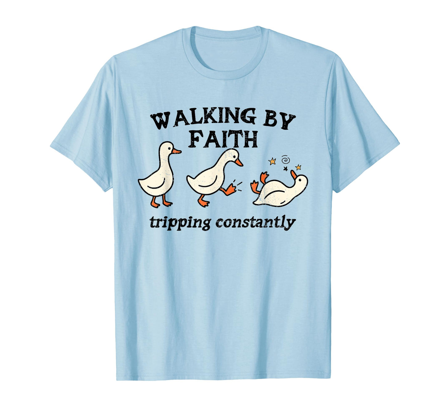 Walking by Faith Tripping Constantly Jesus Cross Christian T-Shirt