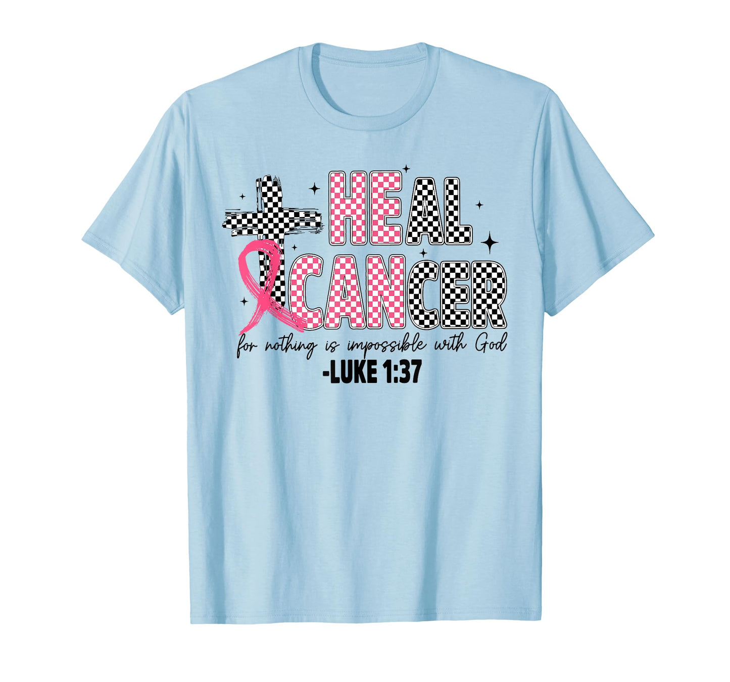 Heal Breast Cancer Coquette Christian God Faith Pink Ribbon T-Shirt