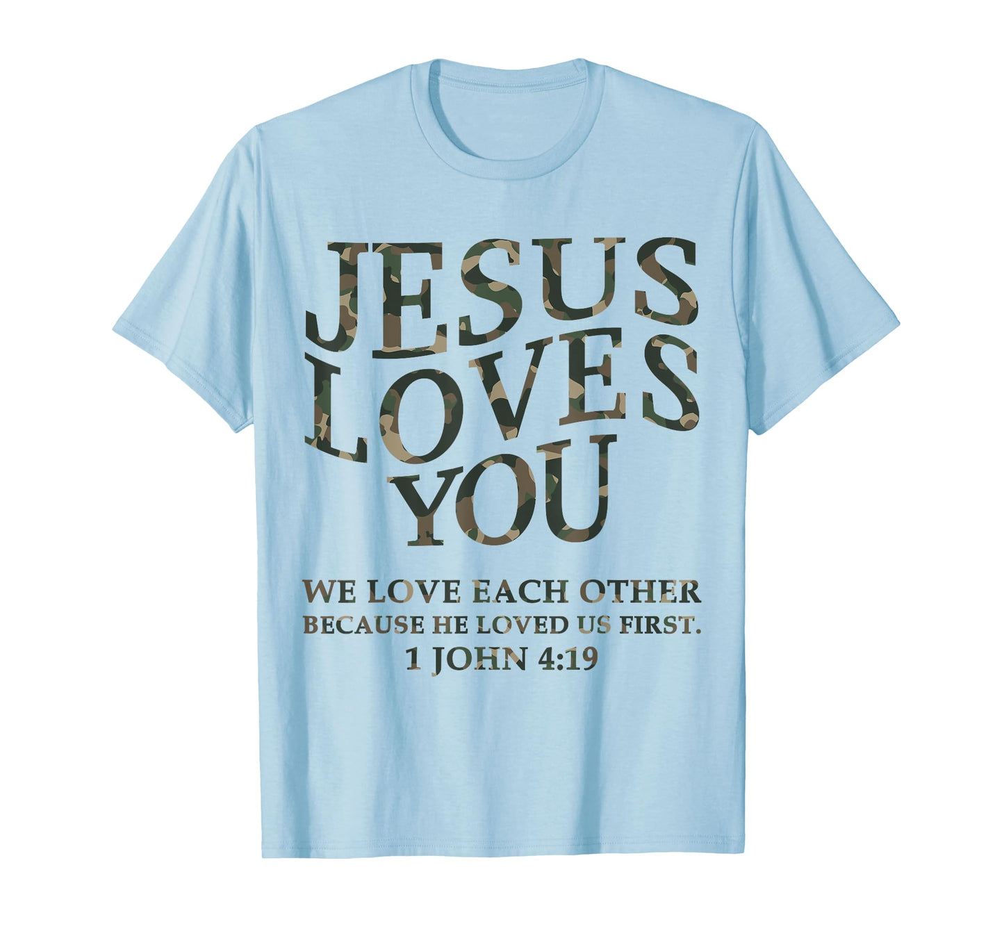 Jesus Loves You Me Camo Christian Youth Men God Son Brother T-Shirt